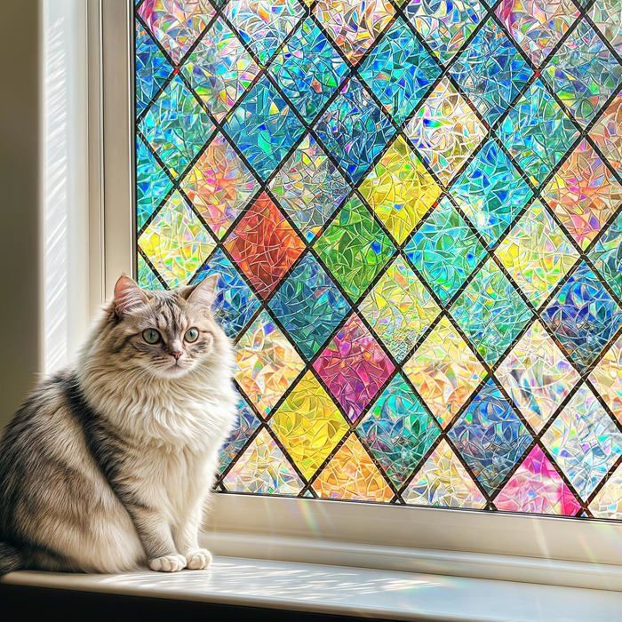 Film décoratif pour fenêtre - EVERWOL - Effet arc-en-ciel - Protection de la vie privée - Anti-UV 97%
