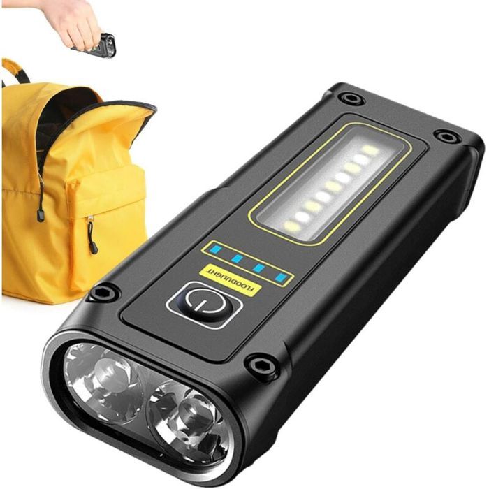 Lampe torcheMini Flashlight Waterproof Powerful Flashlight - USB Rechargeable Flashlight Flash Light for Camping Hiking-B