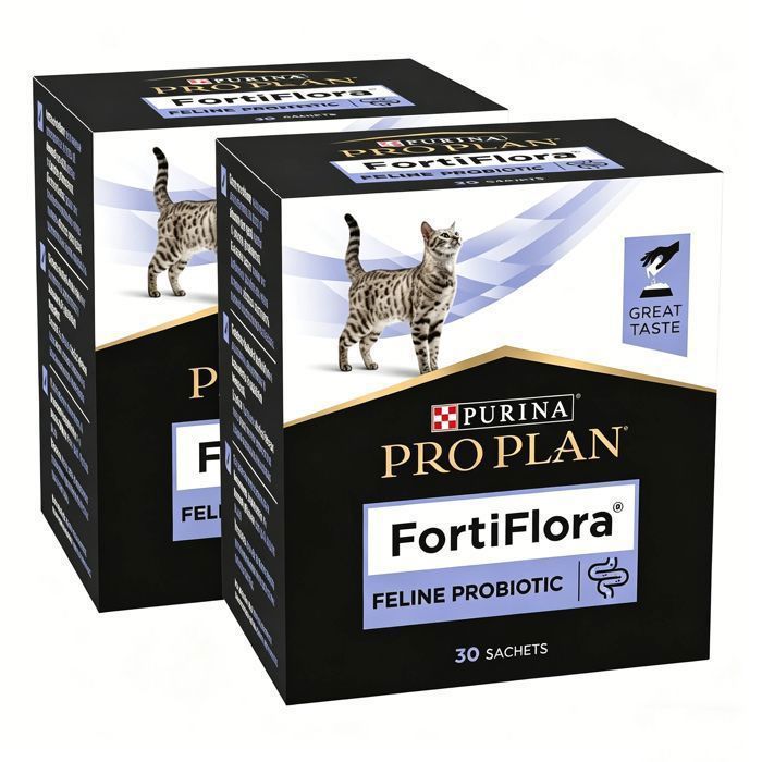 2 Boîtes FortiFlora Probiotiques pour Chats Purina Pro PlanSanté Digestive et Équilibre Intestinal
