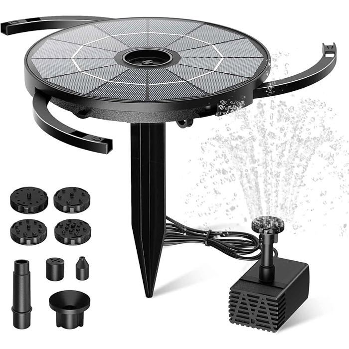 Fontaine Solaire Extérieur 2024 Mise à u DIY 2 8W Pompe Bassin Extérieur Solaire avec Support Fixe avec 6 Effets pou FONTAINE A EAU