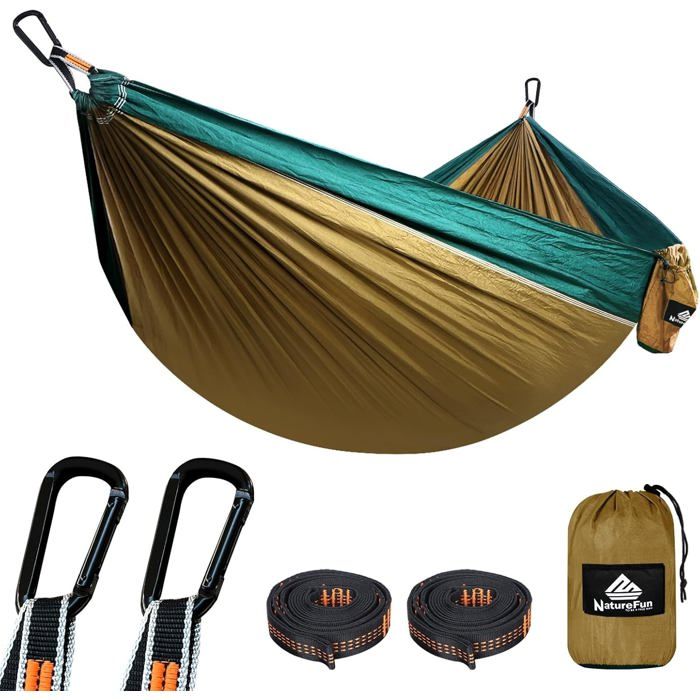 Hamac Ultra-Léger De Voyage Camping 300 Kg Capacité De Charge (275 X 140 Cm) Nylon À Parachute 2 X Mousquetons De Qualité[HA16]