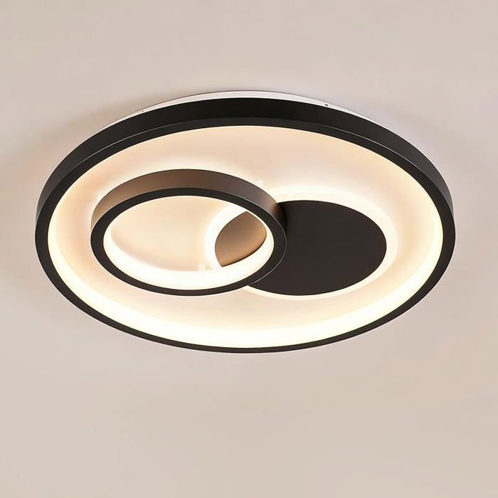 Plafonnier LED Moderne 30W 3000K/4500K/6500K Lampe Plafond 3600lm CRI≥80 Luminaire Plafonnier pour Salon Rund-30cm Noir