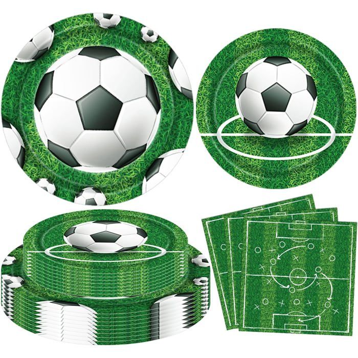 Lot De 60 Décorations De Fête DAnniversaire Sur Le Thème Du Football Pour Garçons - Fournitures Sur Le Thème Du Sport - Assiettes