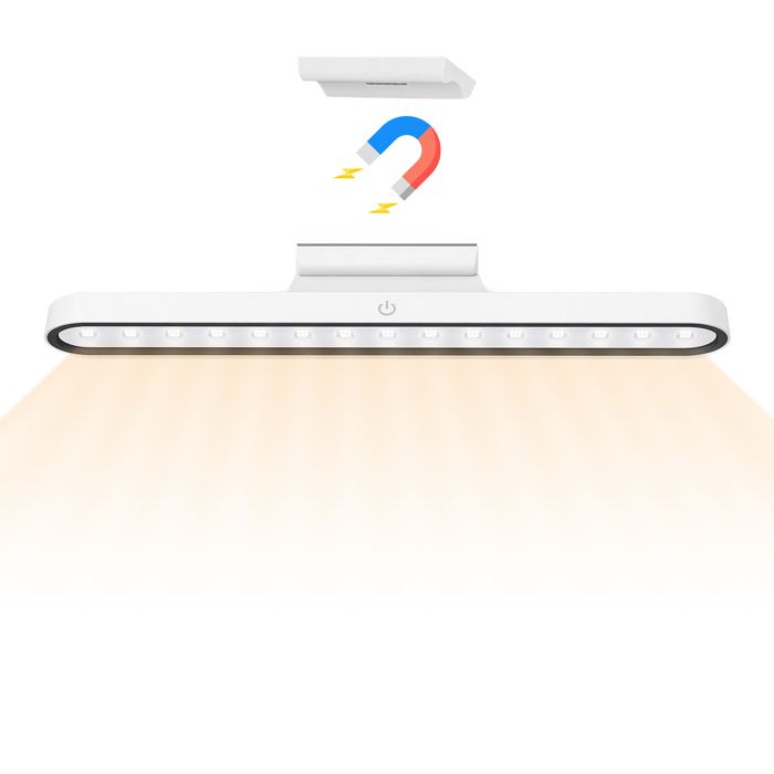 Lampe LED magnétique blanche – 3 couleurs intensité variable – Sans perçage – Rechargeable – Pour bureau cuisine