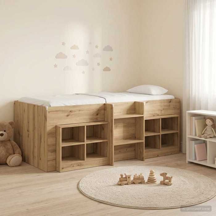 vidaXL Cadre de lit en loft avec armoire 3 pc Chêne artisanal 3423429