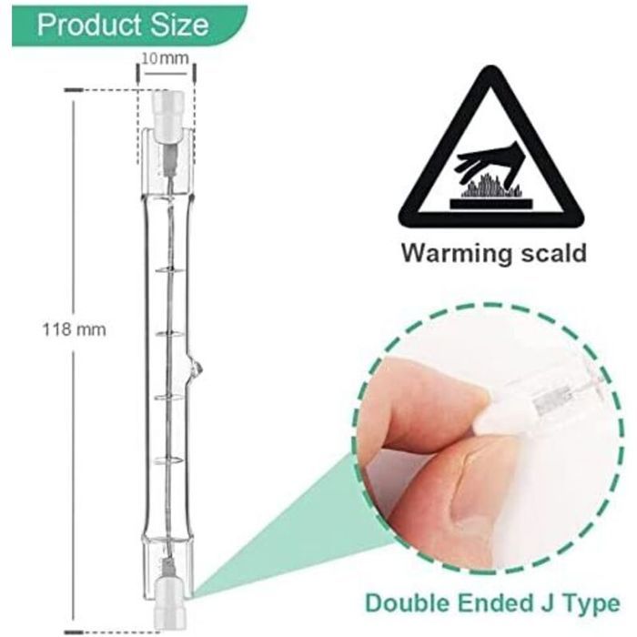5pcs Ampoule halogène R7S - 400W 230V Dimmable - Spot et paysage - 118 mm