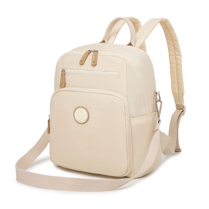 Miss Lulu Sac à Dos Femme Moyen 28x33x11cm Convertible Sac de Ville en Nylon Déperlant Léger Multi Poches Beige Miss Lulu Sac à Dos Femme Moyen 28x33x11cm Convertible Sac de Ville en Nylon Déperlant Léger Multi Poches Beige