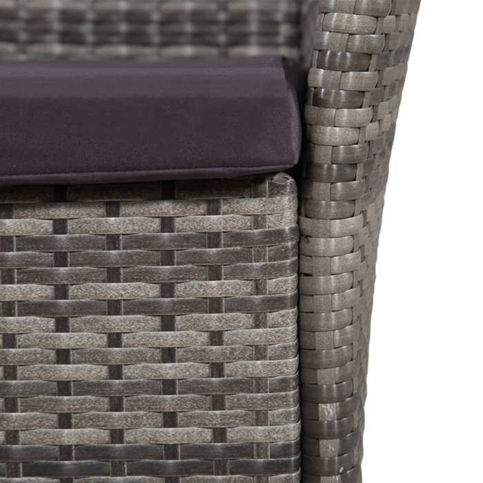 BESTLIFE Chaise et tabouret dextérieur et coussins Résine tressée Gris avec manuel de montage（74617157）VIDAXL