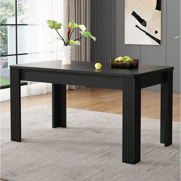 WOVREO table a manger rectangulaire 116 x 65 x 75 cm style moderne en panneaux de particules noir