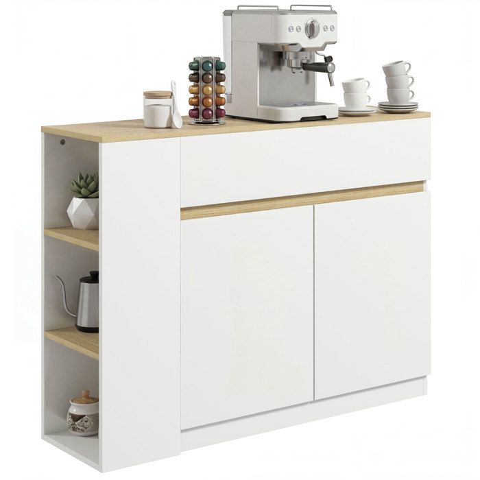 Buffet - MINIMAL - 110 x 29 5 x 82 cm - 2 portes - 2 tiroirs - étagère intérieure réglable Buffet - MINIMAL - 110 x 29 5 x 82 cm - 2 portes - 2 tiroirs - étagère intérieure réglable