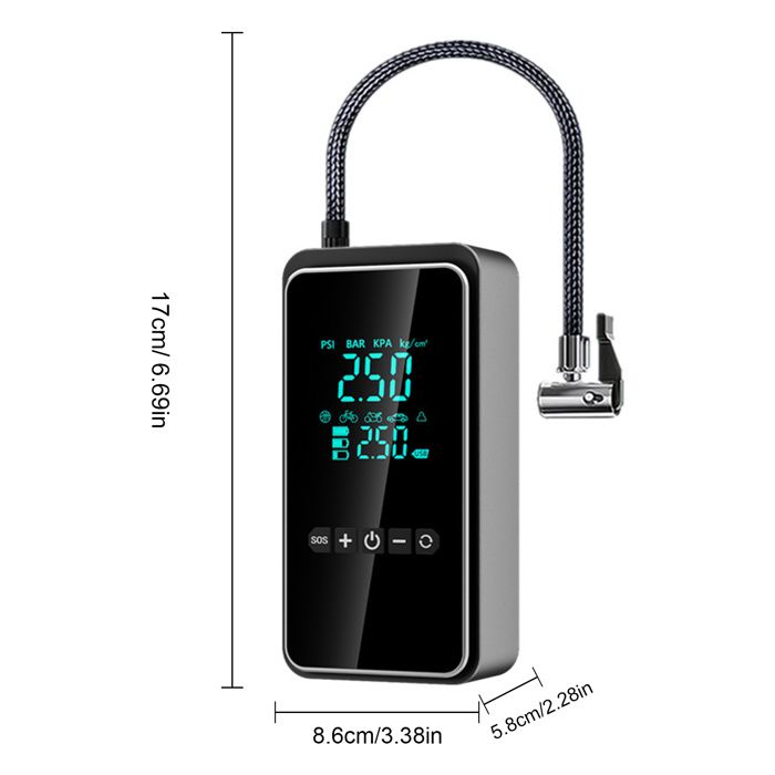 Compresseur gonfleur pneu voiture sans fil compact aluminium double écran pression lampe torche batterie externe gonflage rapide Compresseur gonfleur pneu voiture sans fil compact aluminium double écran pression lampe torche batterie externe gonflage rapide