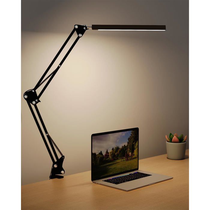 Lampe LED-3 modes de couleur 10 niveaux de luminosité bras rotatif réglable protection des yeux noir adapté à la maison