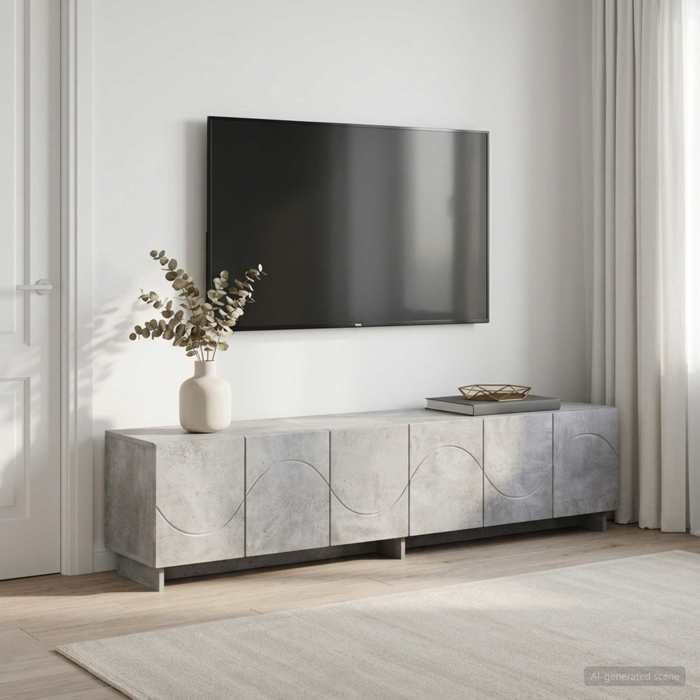 vidaXL Meuble TV 180 x 34 5 x 40 cm Gris béton Bois dingénierie 8011588 vidaXL Meuble TV 180 x 34 5 x 40 cm Gris béton Bois dingénierie 8011588
