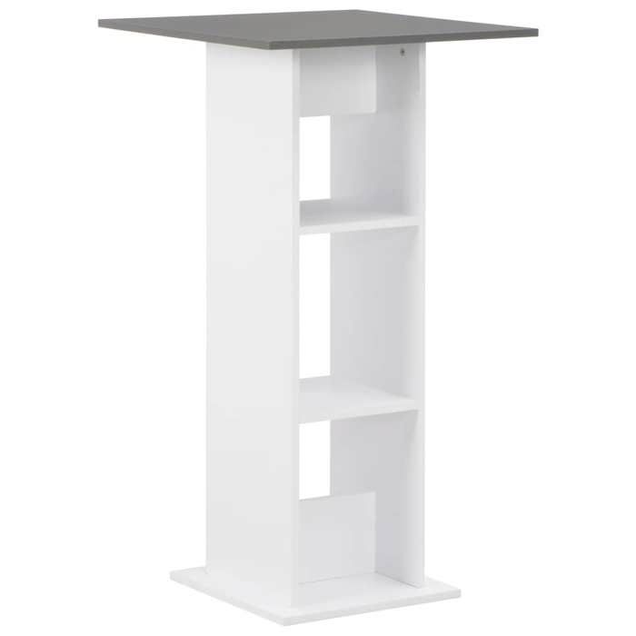Table cuisine NANAS Neuf Table de bar Blanc et gris anthracite 60x60x110 cm &7814