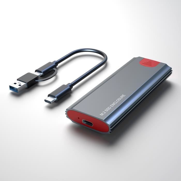 Case SSD M2 OTG - boîtier de disque dur externe Portable M2 vers USB NVME,  double protocole, 10Gbps-6Gbps, po