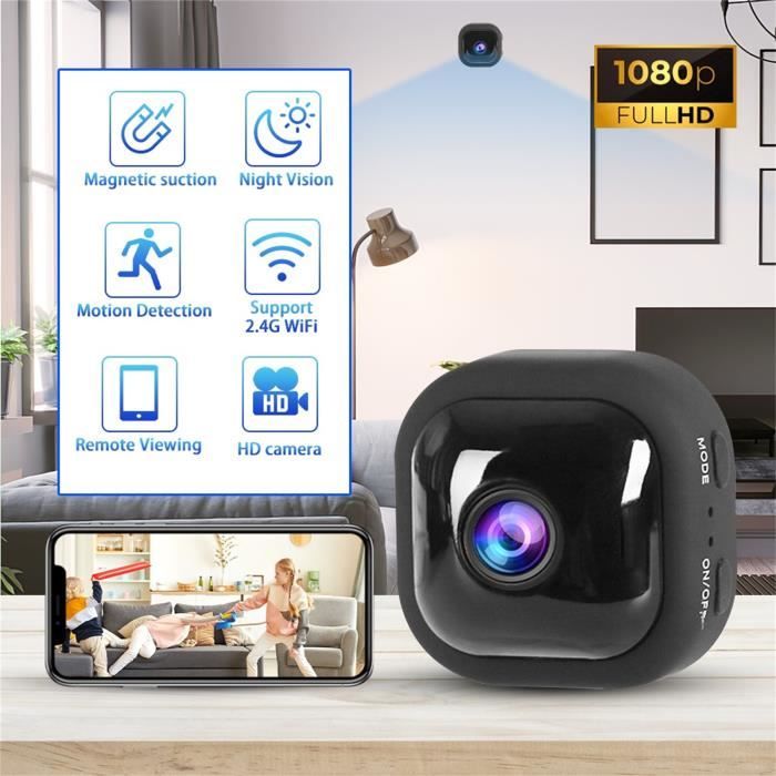 Mini Caméra WiFi Intérieure HD 1080p - Vision Nocturne - Portable Pour Surveillance Maison, Chambre, Voyage