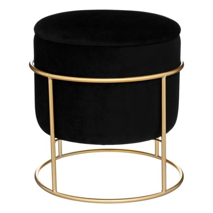 Pouf coffre Eliane velours noir - Atmosphera Créateur dintérieur