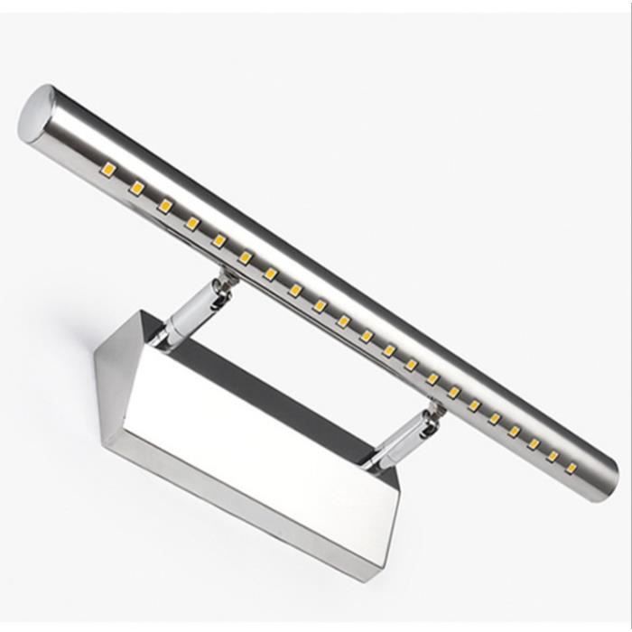SeniorMar 5W LED Miroir Lampe en Acier Inoxydable Rotatif Faible consommation étanche SMD5050 Pratique pour Armoire de Salle de Bains avec Interrupteur 