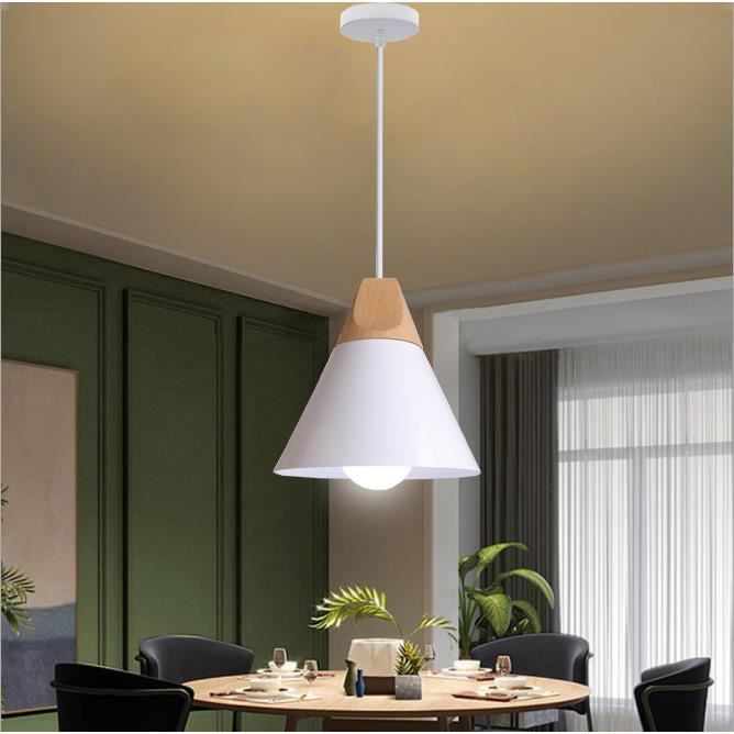 MOGOD Pendentif Suspension Luminaire Vintage Lampe de Plafonde en Fer Blanc E27 Lustre Ajustable Industirel pour Salon Cuisine
