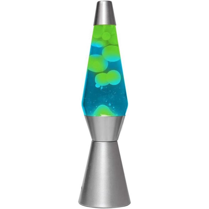 ITotal XL1787 Lampe à Lave 36 cm avec Base Argentée Liquide Bleu et Cire Verte