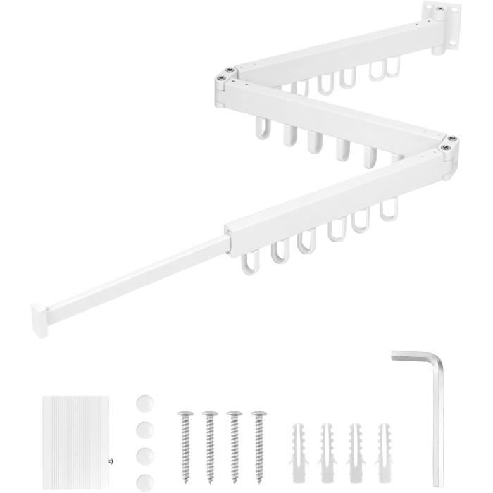 Etendoir Mural Full Color Blanc 80cm – 4 Mètres De Fil, Aluminium, Neuf