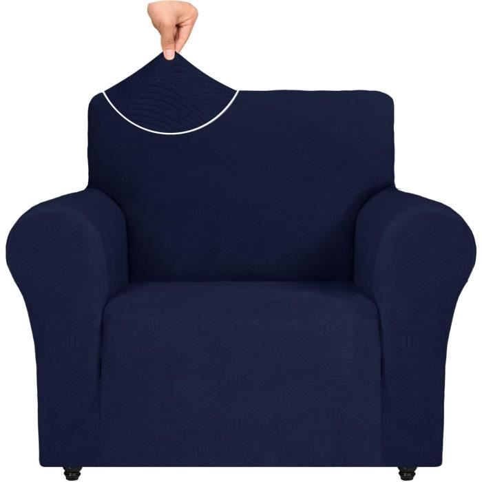 Housse de Fauteuil Extensible - Bleu - Housse Canapé 1 Place avec Accoudoirs - Protection Canape Chien