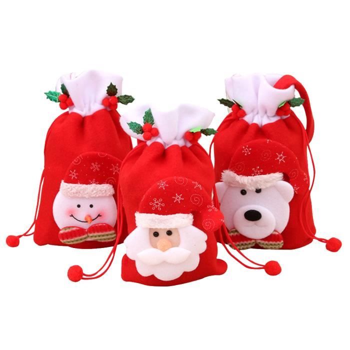 3pcs sac d emballage de cadeau de No l beau sac de sucrerie avec