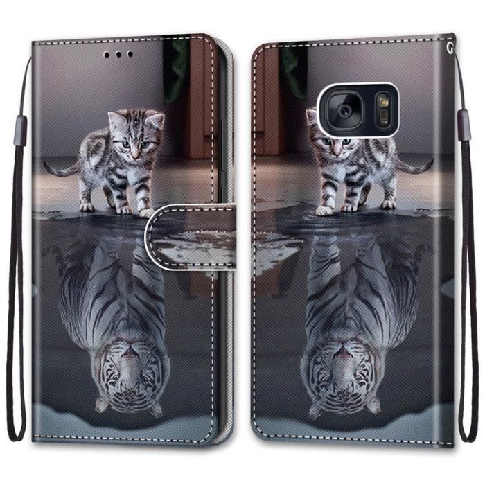Coque Galaxy S7 Portefeuille Cuir Uposao - Housse Rabat Magnétique Avec Stand Et Fentes Cartes - Rose Gold