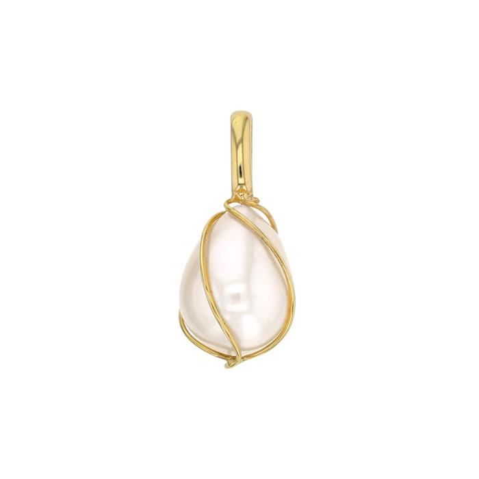 Jouailla - Pendentif en Or 375-1000 avec perle de culture deau douce rose grise forme poire 8 mm (396019R)