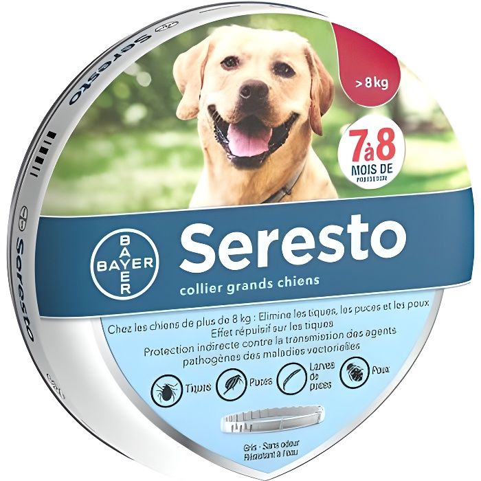 Comparer les prix de Seresto Collier antiparasitaire pour grands chiens plus de 8 kg