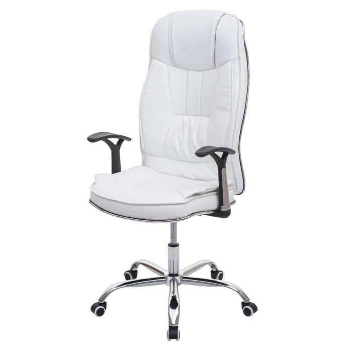 fauteuil chaise de bureau pivotante capacite de charge de 150 kg synthetique blanc