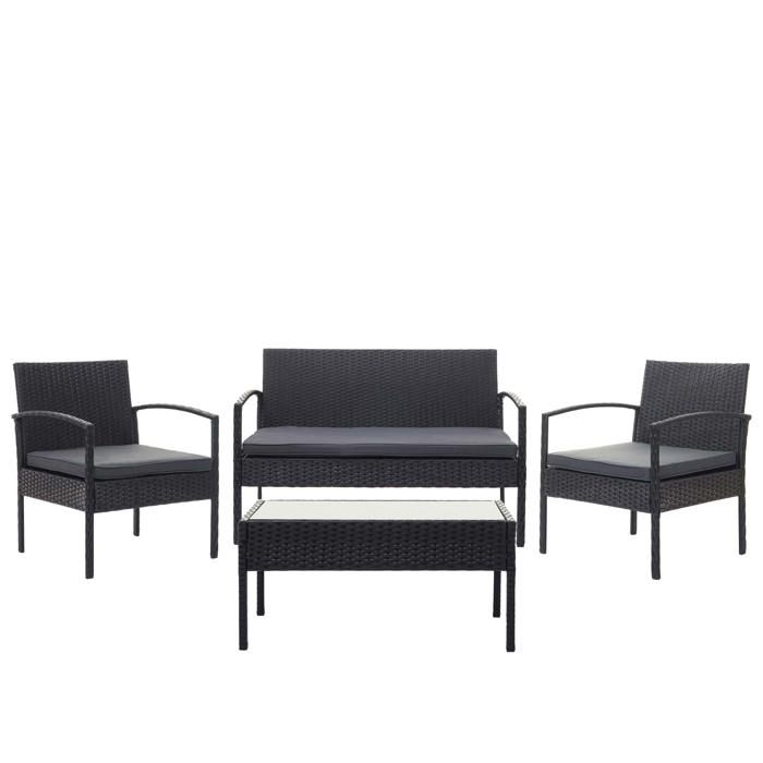 Salon de jardin en polyrotin noir pour balcon jardin terrasse jardin coussins gris fonce 04_0004214 Salon de jardin en polyrotin noir pour balcon jardin terrasse jardin coussins gris fonce 04_0004214