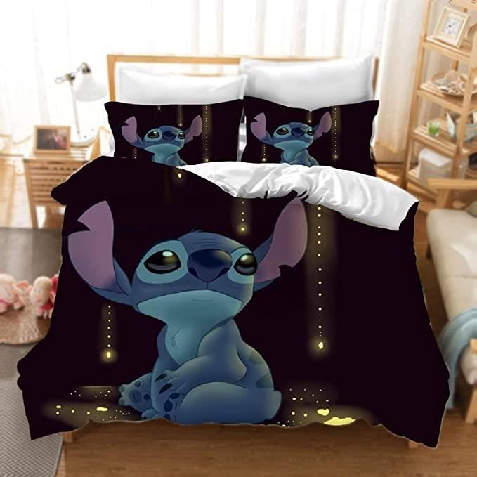Stitch Parure de lit 3D, Housse de Couette 140x200cm avec taies d'oreiller  65x65cm, convient aux garçons et filles - Cdiscount Maison