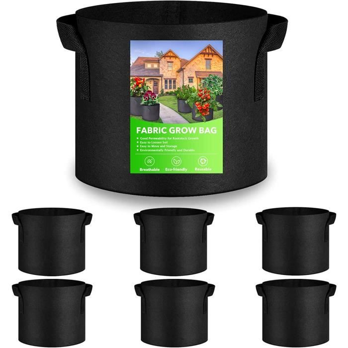 Sacs De Plantation 20L Lot De 5 - Pots En Tissu Respirant Avec Poignées Pour Légumes, Fleurs