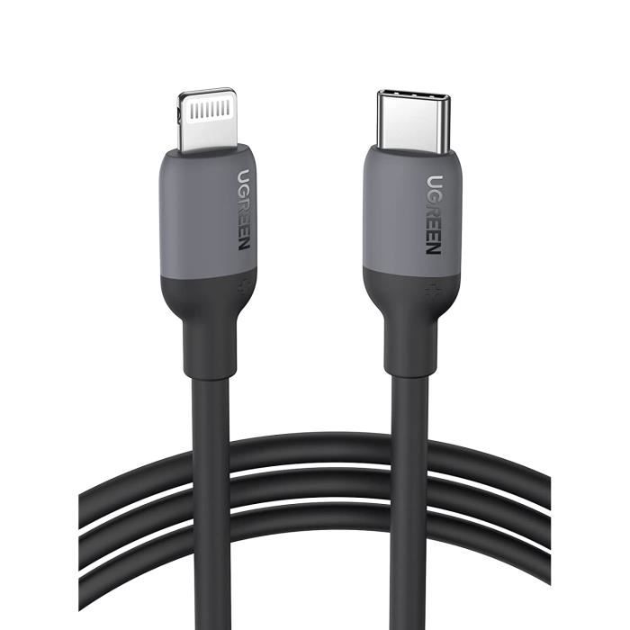 Câble USB C Lightning Charge Rapide Power Delivery Compatible avec iPhone 13/13 Pro/12/12 Pro/11/11 Pro/11 Pro Max/XR/XS Max/XS/X Câble USB C vers Lightning 1M, Noir Certifié MFi 