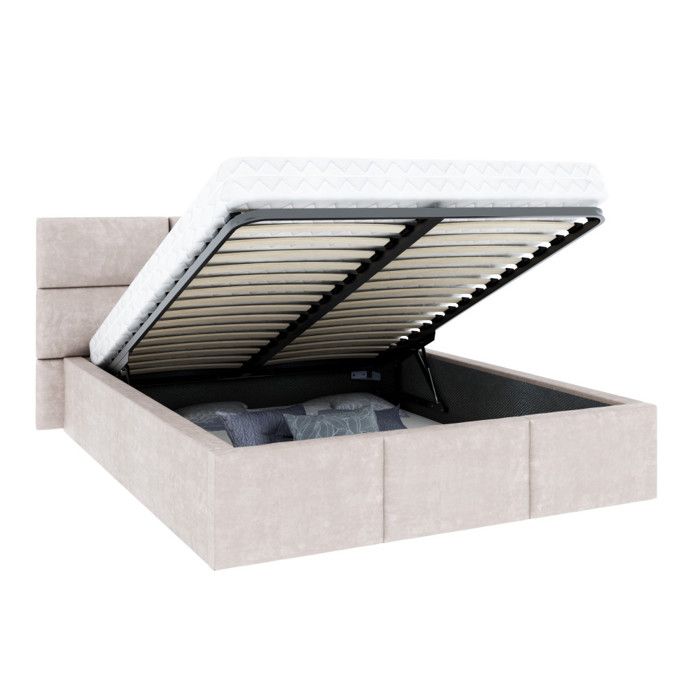 Lit Coffre Denver 140x190 - Sommier inclus Crème Lit Coffre Denver 140x190 - Sommier inclus Crème