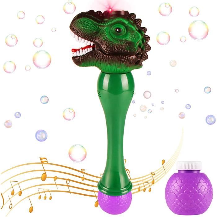 Pistolet à Bulles Dinosaure – Machine à Bulles Automatique, Avec 2 Solutions 240 Ml, Bulles Géantes, ABS – Cadeau Fête Anniversaire, été