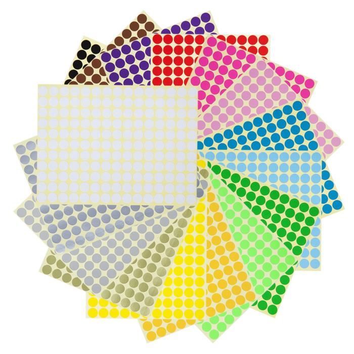500 Gommettes Rondes Autocollantes - 50 Mm - 10 Couleurs Vives Pour DIY Et Étiquetage