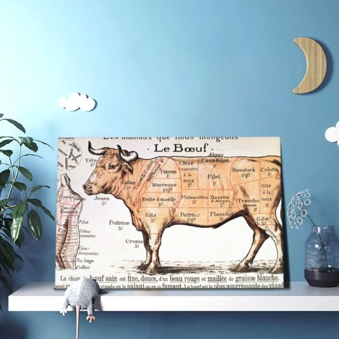Decoration Murale,Decoration Accueil Art Mural Tableau Deco,Boeuf Boeuf  Taureau Vache Bovins Boucher,30X46Cm - Cdiscount Maison