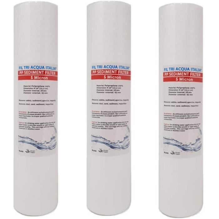 Lot De 5 Cartouches Filtre à Eau 10 Microns - Anti-Sédiments Pour Porte-Filtre 9.3/4"