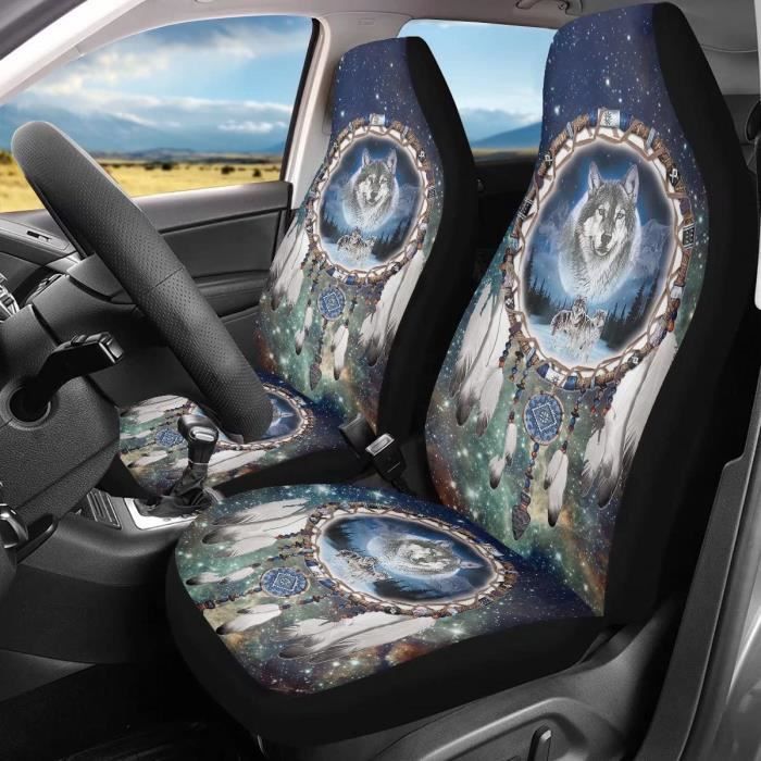 Lot de 2 housses de siège de voiture avec loup galaxie-Protection de siège  avant pour homme et femme-Attrape-rêves-Accessoires[1232] - Cdiscount Auto
