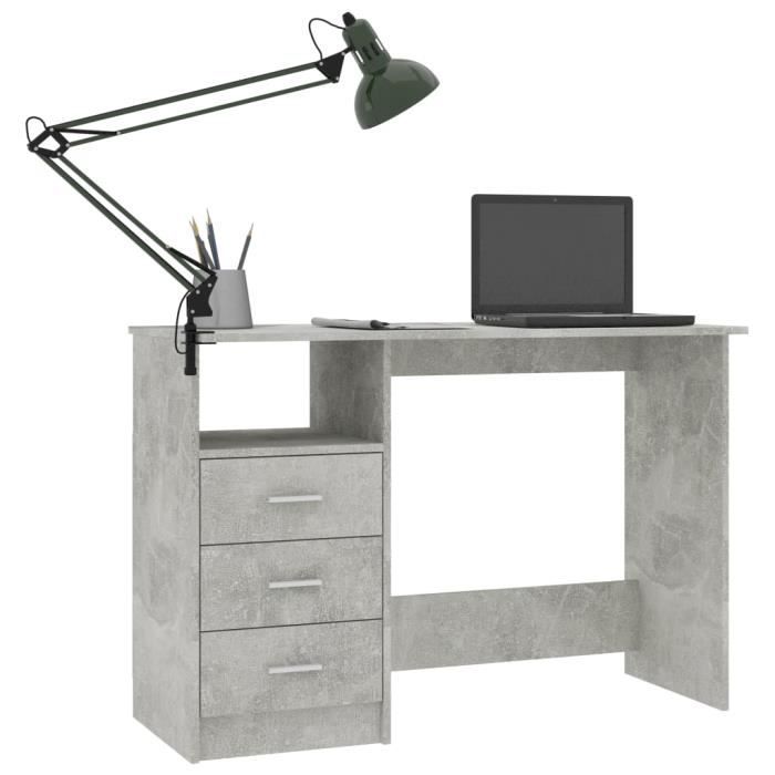Bureau avec tiroirs - Mobilier De Bureau - Gris béton - 110x50x76 cm - Contemporain - Design