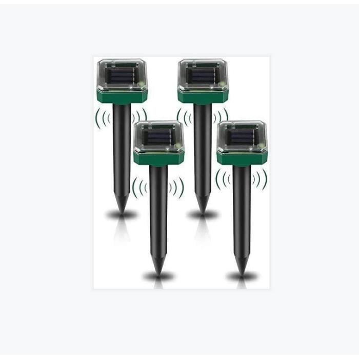 Répulsif Anti-Taupes Ultrasons Solaire - Lot De 4 Piquets - Écologique, Sans Produits Chimiques - Pour Jardin Et Pelouse