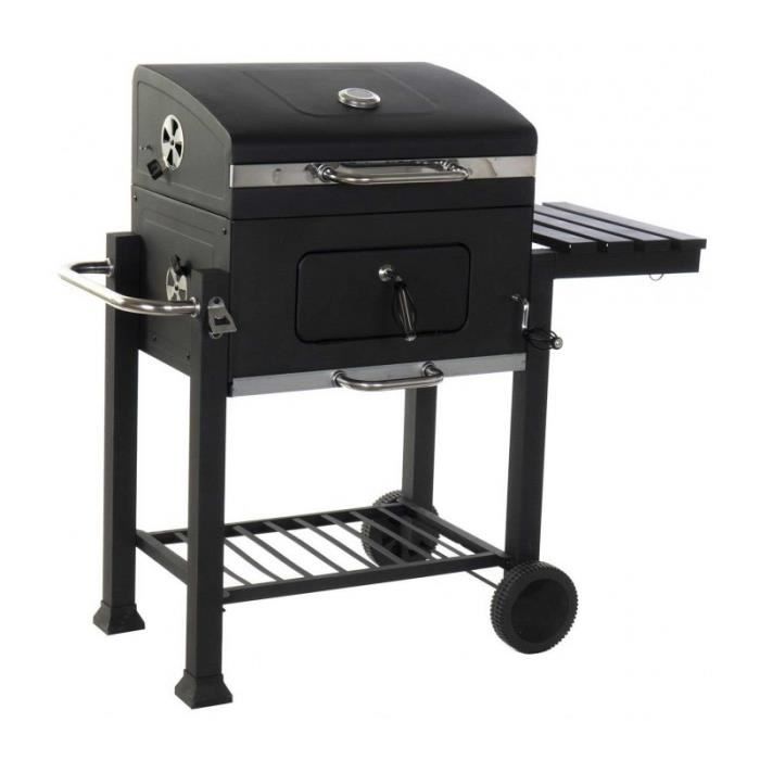Barbecue en Acier Noir avec Thermomètre 0,000000