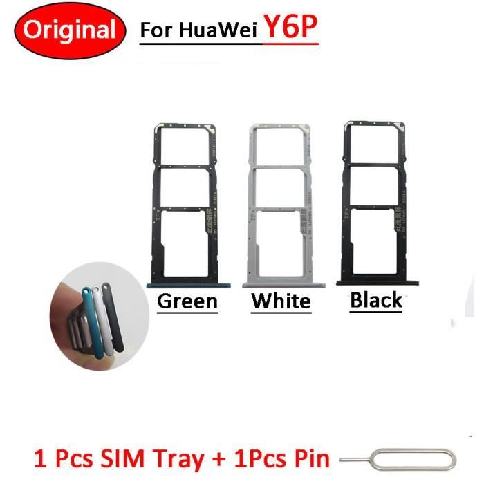 Y6P Black - Plateau de lecteur de carte Sim et SD, avec fente, pièce de rechange, pour Huawei