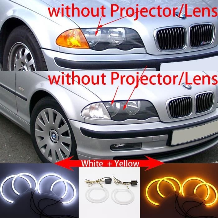 1. Sans objectif WY - Phare LED blanc Halo Angel Demon Eyes Kit angel eyes light pour BMW série 3 E46 berline