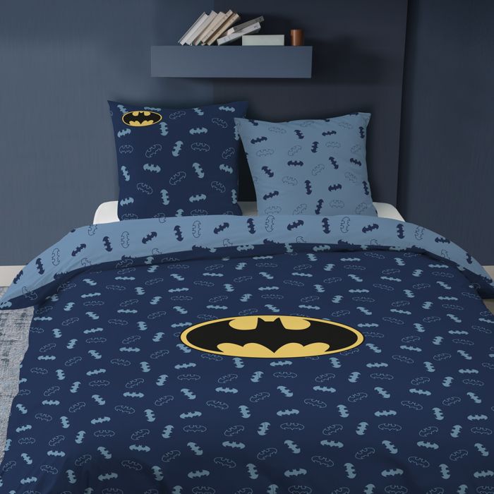 Minecraft Update Parure De Lit Enfant 140x200 – 100% Coton OEKO-TEX, Housse + Taie Réversible Bleu, Imprimé Gamer Garçon