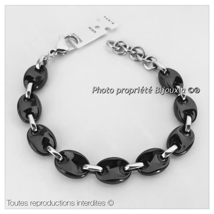Bracelet Femme Céramique Noire Et Acier Inoxydable - Bijouxia - Neuf Avec étiquettes