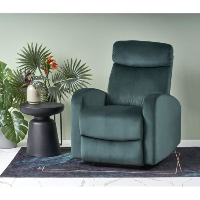 fauteuil inclinable à bascule 75 x 95-140 x 90-98 cm - vert
