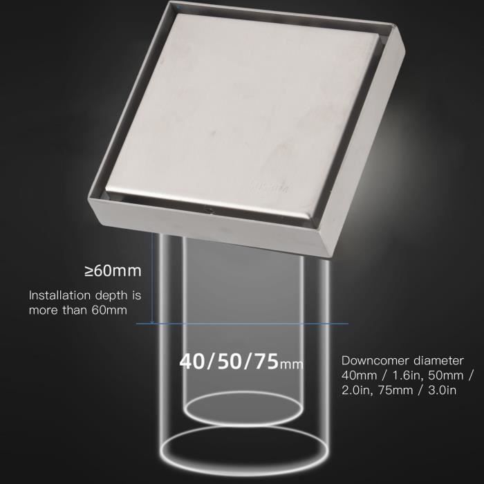 Siphon De Sol Carré En Laiton 10x10 Cm - Anti-odeur, Grande Déviation, Invisible - Pour Douche, Salle De Bain (noir, Gris, Brossé, Chromé)
